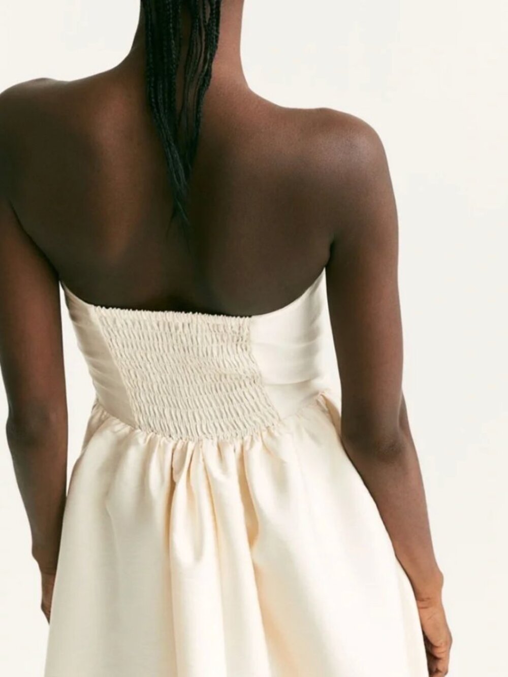 NWT H&M Cream Taffeta Strapless Dress Size M - Picture 2 of 6